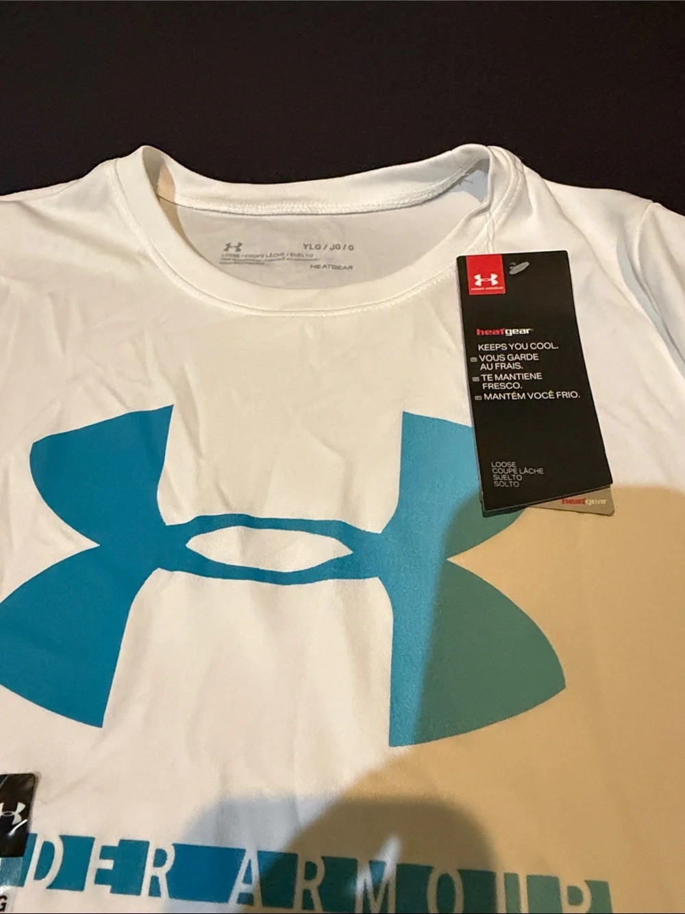 Under Armour White Short-Sleeve Performance Tee with Teal Logo